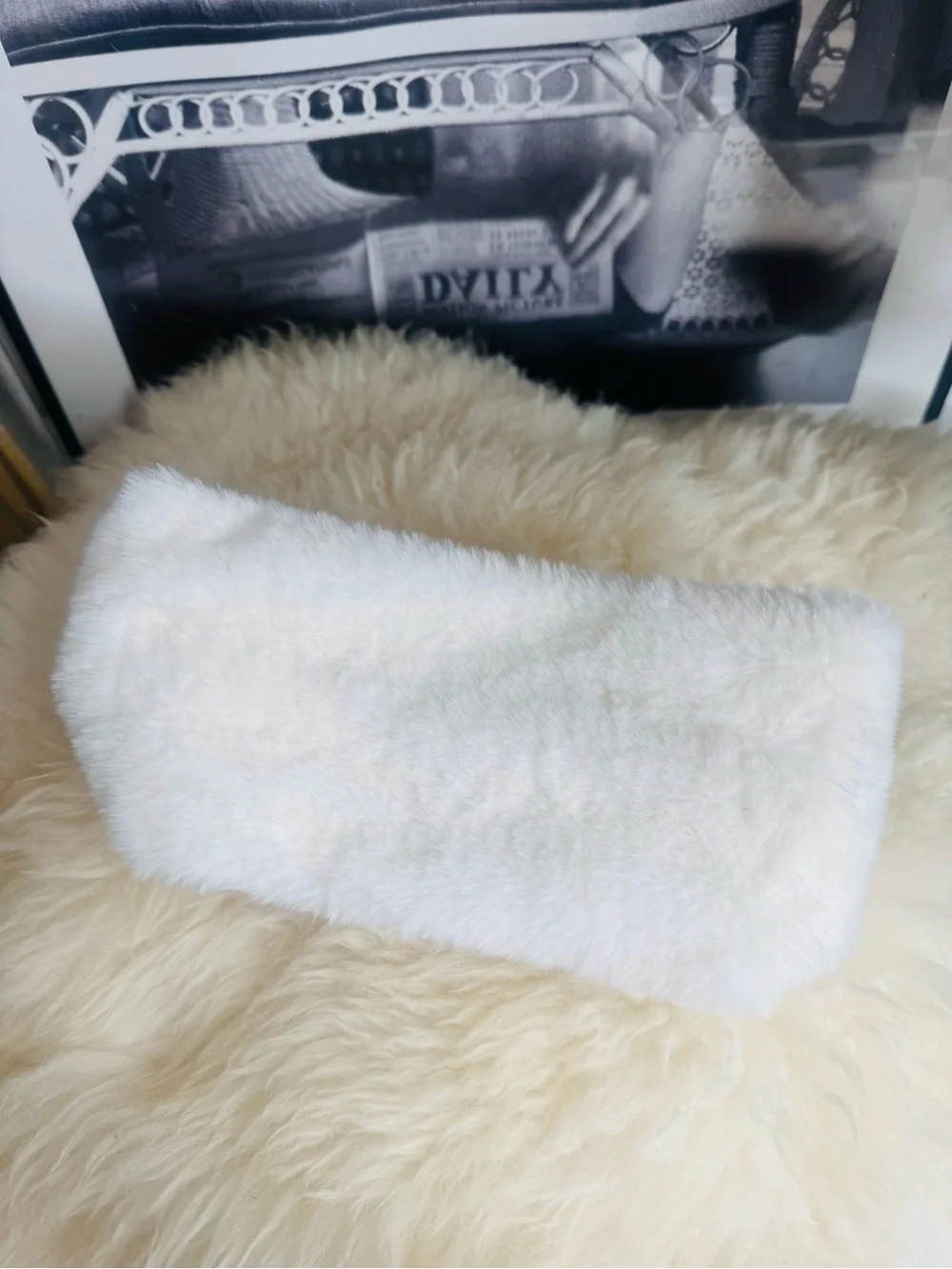 White Faux Fur Clutch Bag - Women's Accessory
